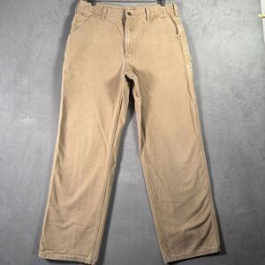 Carhartt Pants Mens 36 x 31 Beige Canvas B11 Loose Carpenter Utility Workwear